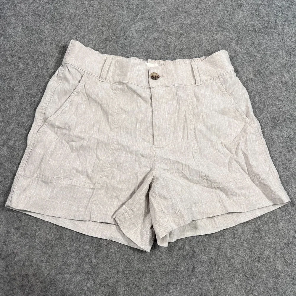 Lou & Grey For Loft Gray High Waisted‎ Linen Chino Shorts Women's Size Small